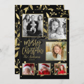 Black & Gold Botanical Frohe Weihnachten 6 Foto (Vorne/Hinten)
