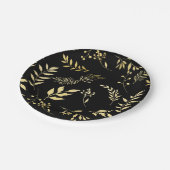 Black & Gold Botanical Glamour Glam Wedding Party Pappteller (Schrägansicht)