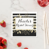 Black & Gold Botanical Glamour Glam Wedding Party Serviette (Beispiel)