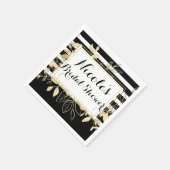 Black & Gold Botanical Glamour Glam Wedding Party Serviette (Ecke)