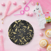 Black Gold Botanical Modern Rustic Branches Party Pappteller (Party)