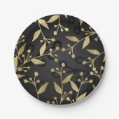 Black Gold Botanical Modern Rustic Branches Party Pappteller (Vorderseite)