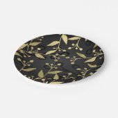 Black Gold Botanical Modern Rustic Branches Party Pappteller (Schrägansicht)