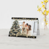 Black Gold Botanical Photo Christmas Card Karte (Gelbe Blume)