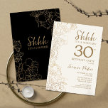 Black Gold Botanische Überraschung 30. Geburtstag Einladung<br><div class="desc">Black Gold Botanische Überraschung 30. Geburtstag Einladung. Minimalistisches modernes feminines Design mit botanischen Akzenten und Typografie-Script-Schriftart. Einfache florale Einladungskarte perfekt für eine stilvolle weibliche Überraschung am Tag.</div>