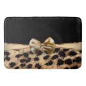 Black & Gold Bow Leopard Cheetah Animal Print Badematte (Vorderseite)