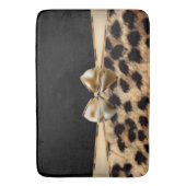 Black & Gold Bow Leopard Cheetah Animal Print Badematte (Vorderseite Vertikal)