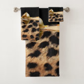 Black & Gold Bow Leopard Cheetah Animal Print Badhandtuch Set (Insitu)
