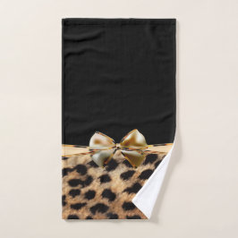 Black & Gold Bow Leopard Cheetah Animal Print Badhandtuch Set