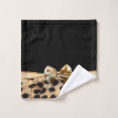 Black & Gold Bow Leopard Cheetah Animal Print Badhandtuch Set (Waschlappen)