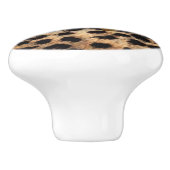 Black & Gold Bow Leopard Cheetah Animal Print Keramikknauf (Seitenansicht)