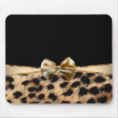 Black & Gold Bow Leopard Cheetah Animal Print Mousepad (Vorne)