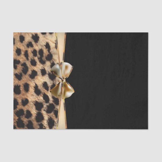 Black & Gold Bow Leopard Cheetah Animal Print Seidenpapier (Vorderseite)