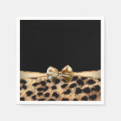 Black & Gold Bow Leopard Cheetah Animal Print Serviette (Vorderseite)