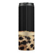 Black & Gold Bow Leopard Cheetah Animal Print Thermosbecher (Rückseite)