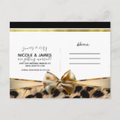 Black Gold Bow Leopard Cheetah Print Save the Date Ankündigungspostkarte (Rückseite)