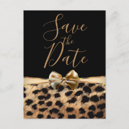 Black Gold Bow Leopard Cheetah Print Save the Date Ankündigungspostkarte