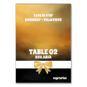 Black Gold Bow Wedding Meal Choice Platzkarten Tischnummer (Vorderseite)