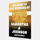 Black Gold Bow Wedding Willkommen Acrylschild (Winkel)