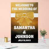 Black Gold Bow Wedding Willkommen Acrylschild (Hochzeit)