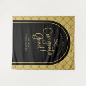 Black Gold Bows Glückwunschs Grad Foto Hintergrund Wandteppich (Vorderseite (Horizontal))