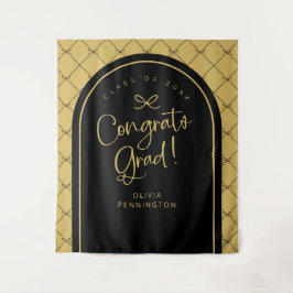 Black Gold Bows Glückwunschs Grad Foto Hintergrund Wandteppich