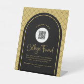Black Gold Bows Uni Fund QR Code Pedestzeichen Sockelschild (Vorderseite)