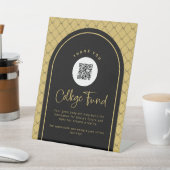 Black Gold Bows Uni Fund QR Code Pedestzeichen Sockelschild (In SItu)