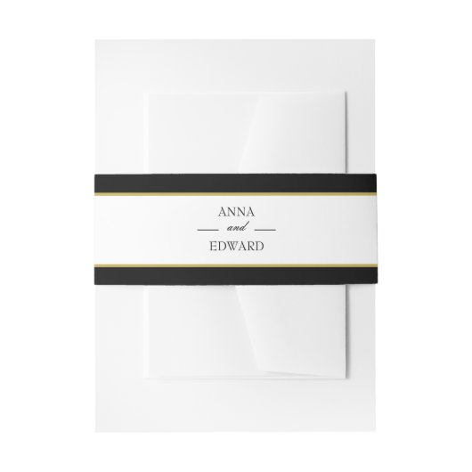 Black Gold Bridge und Groom Wedding Bands Einladungsbanderole (Vorderseite Beispiel)