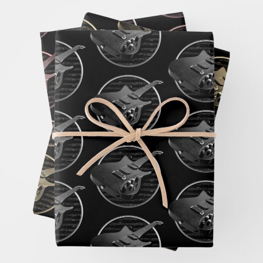 Black Gold Bronze Electric Gitarren Geschenkpapier Set (Beispiel)