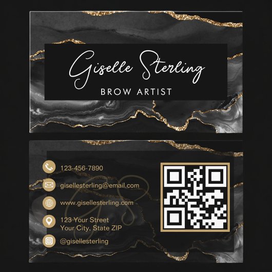 Black Gold Brow Artist QR Code Visitenkarte