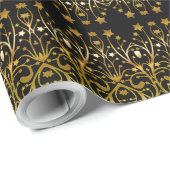 Black Gold Brown Elegantes Chic Stars Muster Geschenkpapier (Rolleneckpunkt)
