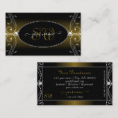 Black Gold Brown Verziert Sparkle Diamonds Initial Visitenkarte (Vorne/Hinten)