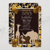 Black Gold Brown Zoanimals Safari Brautparty Einladung (Vorne/Hinten)