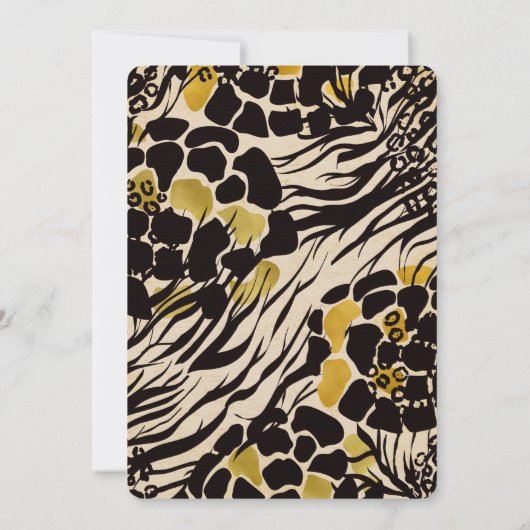 Black Gold Brown Zoanimals Safari Brautparty Einladung (Rückseite)