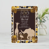 Black Gold Brown Zoanimals Safari Print Party Einladung (Stehend Vorderseite)