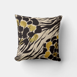 Black Gold Brown Zoanimals Safari Print Party Kissen