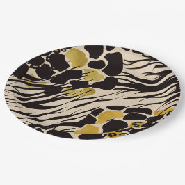 Black Gold Brown Zoanimals Safari Print Party Pappteller
