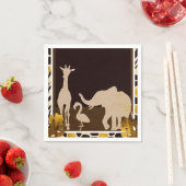 Black Gold Brown Zoanimals Safari Print Party Serviette (Beispiel)