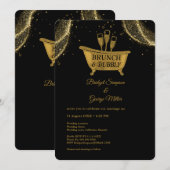 Black Gold Brunch & Bubbly Wedding Einladung (Vorne/Hinten)