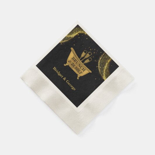 Black Gold Brunch & Bubbly Wedding Serviette (Ecke)