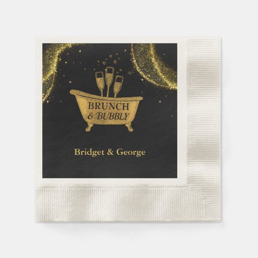 Black Gold Brunch & Bubbly Wedding Serviette (Vorderseite)