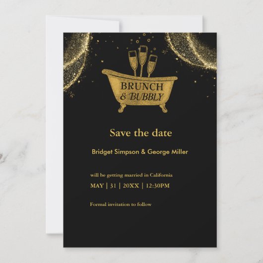 Black Gold Brunch & Bubbly Wedding speichern das D (Vorderseite)