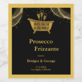 Black Gold Brunch & Bubbly Wedding Weinetikett (Einzelnes Label)
