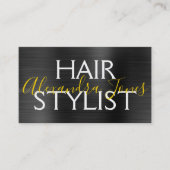 Black Gold Brushed Metal Hair Stylist Visitenkarte (Vorderseite)