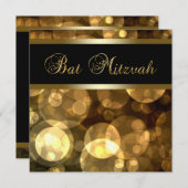 Black Gold Bubbles Bat Mitzvah Einladung (Vorne/Hinten)