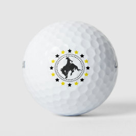 Black Gold Bucking Horse Cowboy Golfball