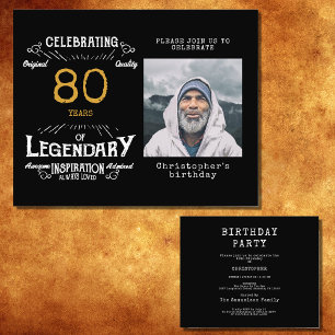Black Gold Budget 80. Geburtstag Einladung Flyer