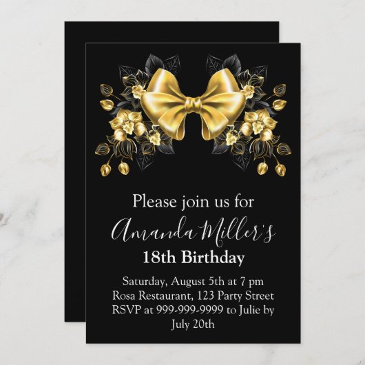 Black Gold Bug Luxus Geburtsmagnetik Einladung (Vorne/Hinten)