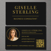 Black Gold Business Consultant Foto QR Code Visitenkarte